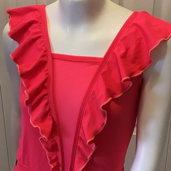 Kandi Kouture Pink Mesh Ruffled One Piece Dance Leotard Size TM - Picture 2 of 9